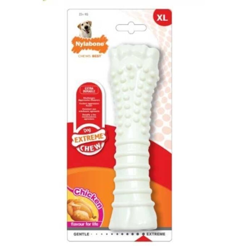 Nylabone Spielzeug - Dura Chew - Kauknochen Mit Hühnchen - Größe Xl - Für Hunde - Zahnreinigung