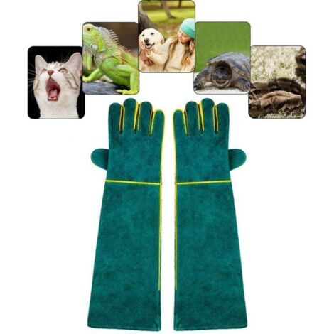 Beißfeste Tierhandschuhe, Sicherheits-Arbeitshandschuhe aus Leder zum Baden, Pflegen und Umgang mit Hunden, Katzen, Vögeln, Schlangen, Echsen und Reptilien – Schutzhandschuhe