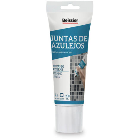 Beissier – Joint pour carrelage 200ml – Pâte prête à l'emploi imperméable – Résistant à l'eau et à l'humidité – Couleur blanc pur - TUBE 200 ML