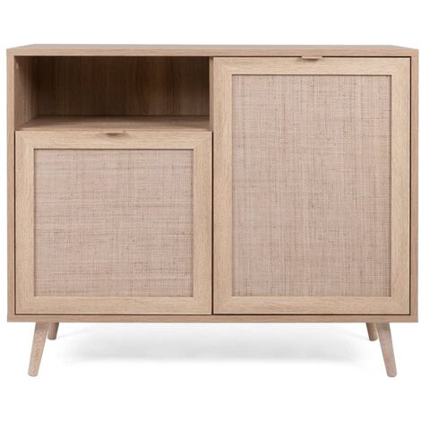 Beistellschrank Bali 01A Sonoma-Eiche und Raffia-Druck Finori