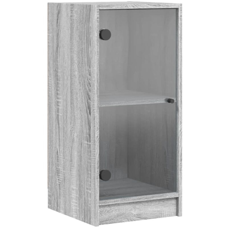Beistellschrank Mit Glastüren Grau Sonoma 35x37x75, 5 Cm Vidaxl