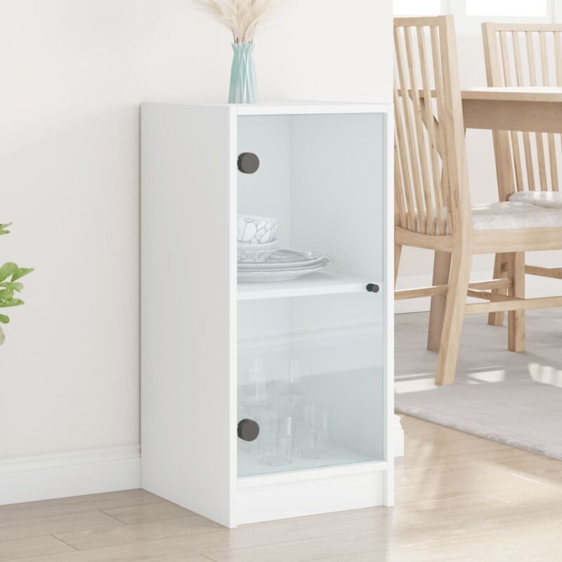 Beistellschrank Mit Glastüren Weiß 35x37x75, 5 Cm Vidaxl
