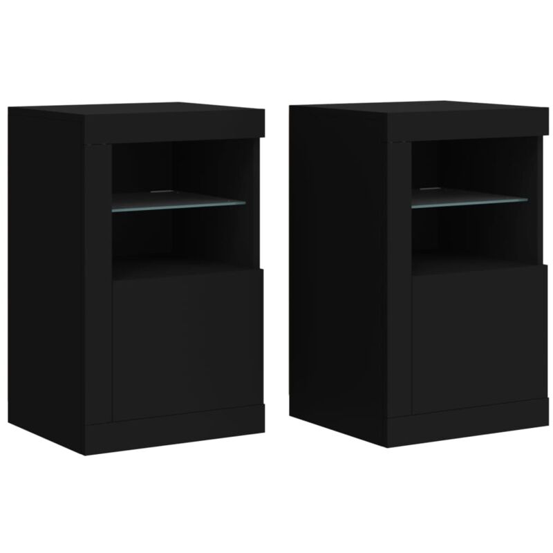Beistellschränke Mit Led-leuchten 2 Stk. Schwarz Holzwerkstoff - Vidaxl