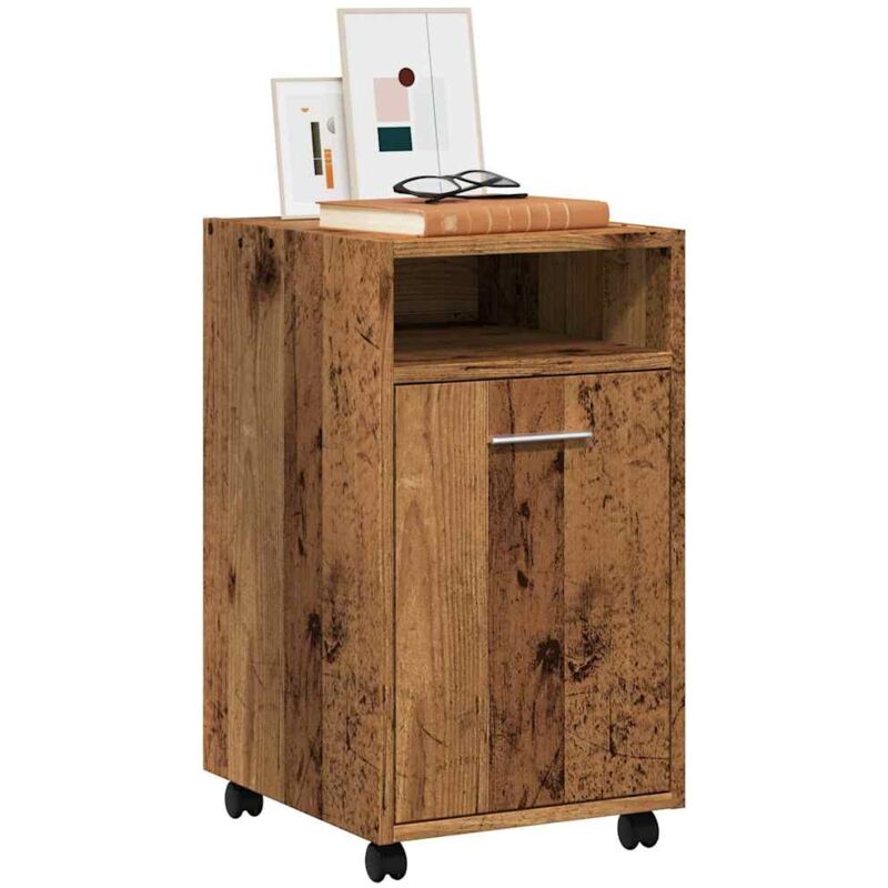 Schrank Mit Rollen Altholz-optik 33x38x60 Cm Holzwerkstoff Vidaxl