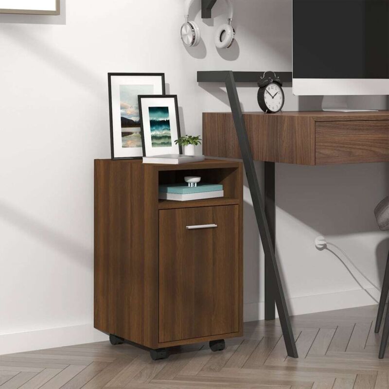 Vidaxl Beistellschrank Mit Rollen Braun Eichen-optik 33x38x60 Cm