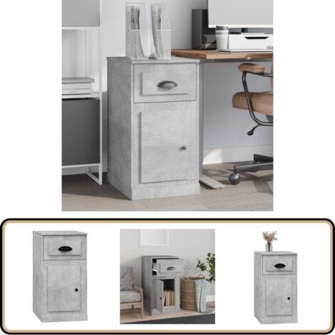 Beistellschrank mit Schublade Betongrau 40x50x75 cm - Schreibtischregal - Wohnzimmermöbel - Kommode - Holzmöbel - Beton Grau Möbel