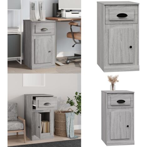 Beistellschrank mit Schublade Grau Sonoma 40x50x75 cm - Schreibtischregal - Wohnzimmermöbel - Beistellschrank - Grau Sonoma - Holzmöbel - Home & Living