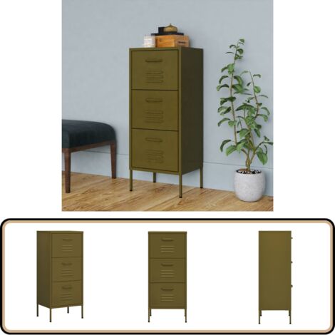 Beistellschrank Olivgrün 42,5x35x101,5 cm Stahl - Lagerschrank - Stauraum - Garderobe - Metallregal - Wohnzimmermöbel