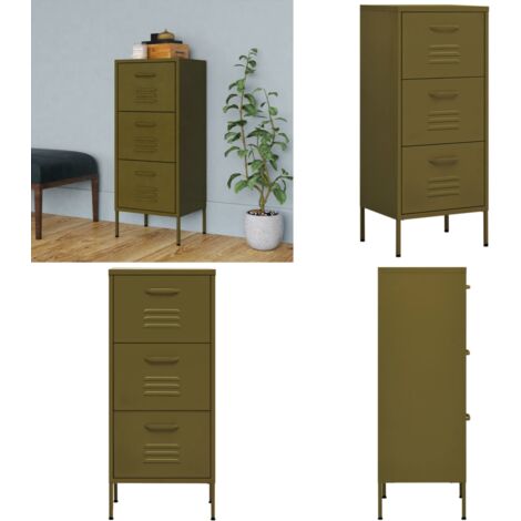 Beistellschrank Olivgrün 42,5x35x101,5 cm Stahl - Lagerschrank - Stauraum - Garderobe - Metallregal - Wohnzimmermöbel - Home & Living