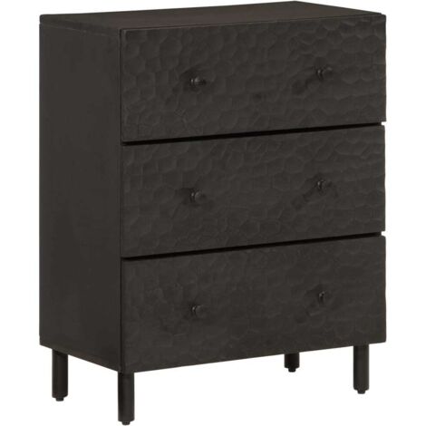 Beistellschrank Schwarz 60x33x75 cm Massivholz Mango vidaXL