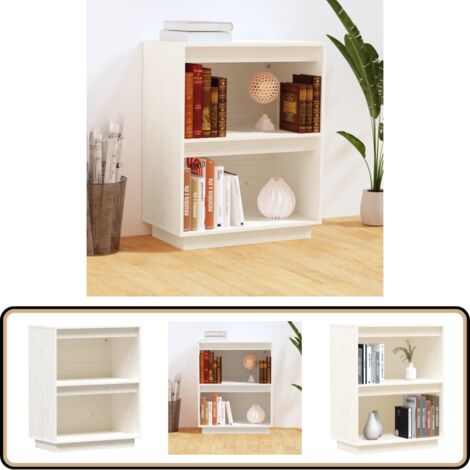 Beistellschrank Weiß 60x34x75 cm Massivholz Kiefer - Holz Sideboard - Kiefernholzmöbel - Wohnwand Regal - TV Stand - Kommode Weiß