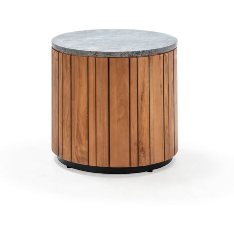 Beistelltisch 54X54X50 Holz/Graue Platte