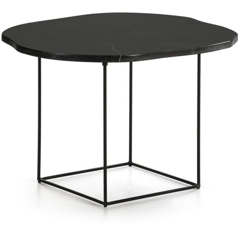Beistelltisch 60X50X40 Mattschwarzer Marmor/Schwarzes Metall