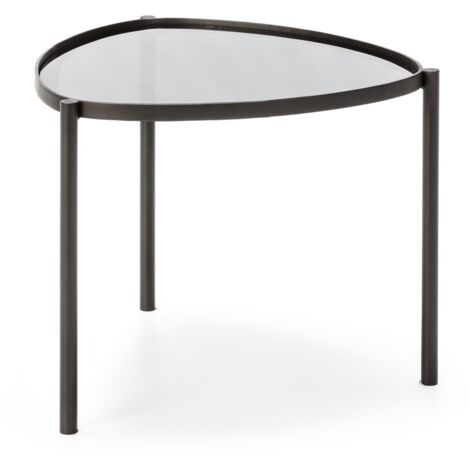 Beistelltisch 61X59X46 Metall/Glas Schwarz