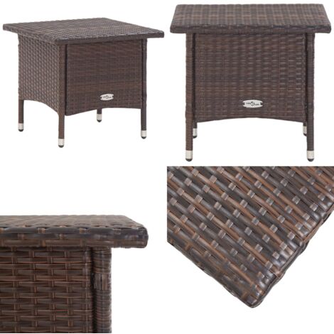 Beistelltisch Braun 50x50x47 cm Poly Rattan - Beistelltisch - Gartentisch - Terrassenmöbel - Outdoor Möbel - Rattan Tisch - Home & Living