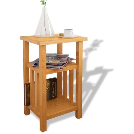 Beistelltisch Couchtisch Seitentisch - mit Zeitungsablage 27x35x55 cm Massivholz Eiche BV732155 - BonneVie - Braun