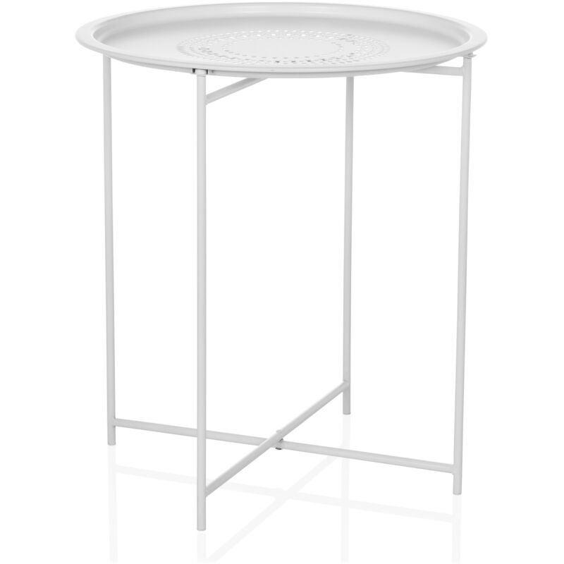 Beistelltisch / Couchtisch / Sofatisch Allrund Metall Weiß Hjh Living