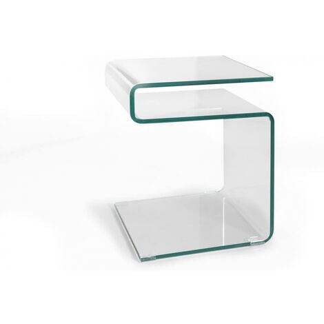 CONCEPT GMBH Beistelltisch Glastisch Couchtisch S-Form Klarglas ca. 42 x 48 x 38 cm 7/108-10 Susy"-"SW9896