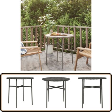 Beistelltisch Grau 45 cm Poly Rattan - Gartenmöbel - Teras Tisch - Rund - Poly Rattan - Grau