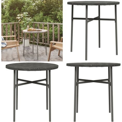 Beistelltisch Grau 45 cm Poly Rattan - Gartenmöbel - Teras Tisch - Rund - Poly Rattan - Grau - Home & Living