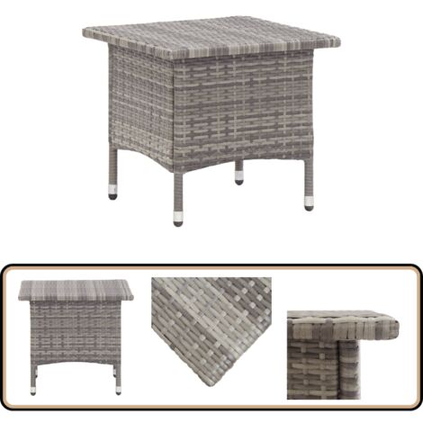 Beistelltisch Grau 50x50x47 cm Poly Rattan - Beistelltisch - Gartentisch - Terrassenmöbel - Outdoor Möbel - Rattan Tisch