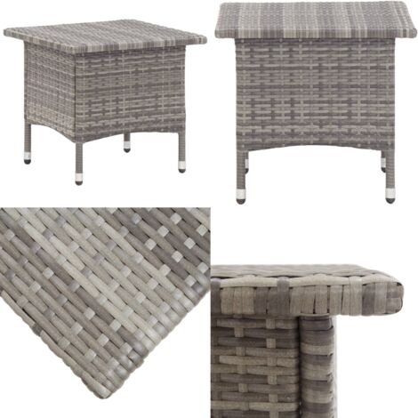 Beistelltisch Grau 50x50x47 cm Poly Rattan - Beistelltisch - Gartentisch - Terrassenmöbel - Outdoor Möbel - Rattan Tisch - Home & Living