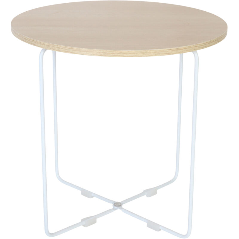 Relaxdays Beistelltisch, Hxbxt, 40 X 40 X 40 Cm, Skandinavisch, Mdf & Metall, Runder Sofatisch, Couchtisch, Natur/weiß