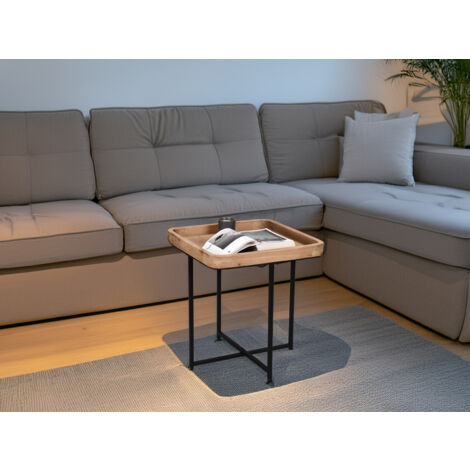 Beistelltisch JENNIFER Metallgestell Schwarz, Tischplatte Holzoptik Höhe 54cm