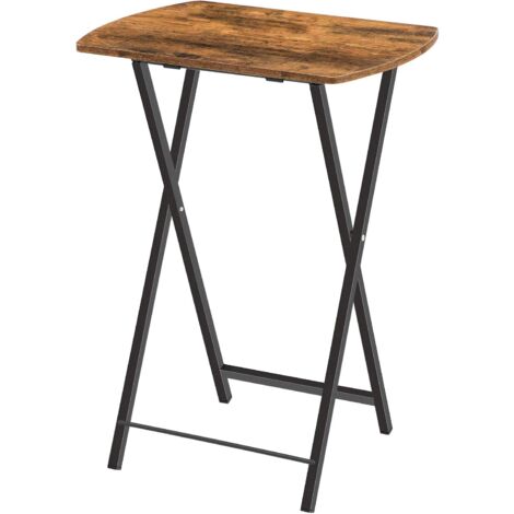 Beistelltisch Klappbar, Kleiner Sofatisch, Tablett Tisch, Kaffeetisch TV Tray im Industriestil, Serviertisch Snack Tisch für kleinen Raum, einfach montierbar, stabiles, HOOBRO EBF17BZ01 - Dunkelbraun