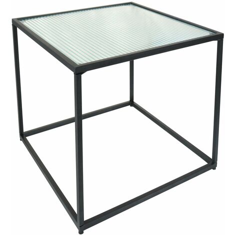 Beistelltisch Metall schwarz mit Glasplatte 35 x 35 x 35 cm Tisch eckig - Schwarz