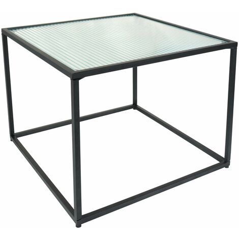 Beistelltisch Metall schwarz mit Glasplatte 42 x 42 x 42 cm Tisch eckig - Schwarz