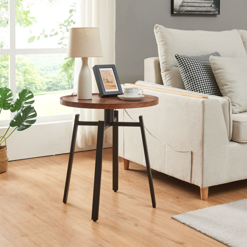 [en.casa] - Beistelltisch Mippeena 54xø50 Cm Schwarz/walnuss