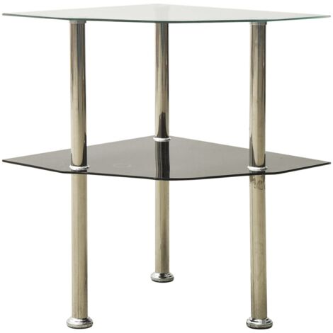 Beistelltisch mit 2 Ablagen Transparent 38x38x50 cm Hartglas vidaXL