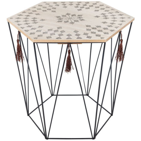 Beistelltisch mit Fransen und Mandala-Muster, 40 x 43 cm, mit MDF-Platte