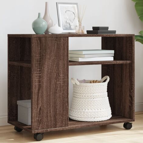 Beistelltisch mit Rollen Braun Eiche 70x35x60 cm Holzwerkstoff vidaXL495985