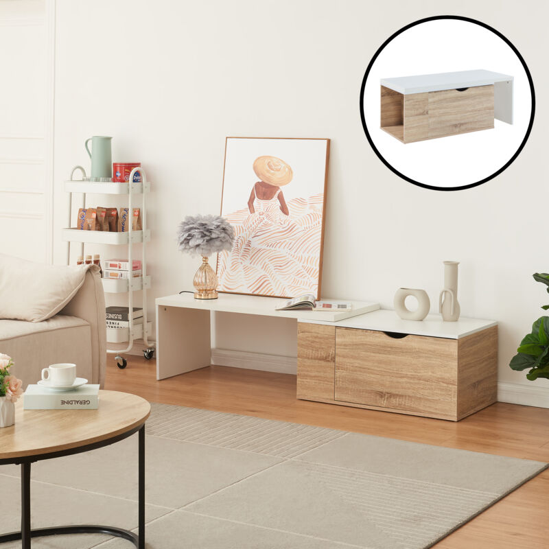 [en.casa] - Beistelltisch Österåker 100x47, 5x40 Cm Holzoptik/weiß