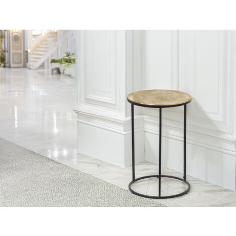 Beistelltisch PATTY rund Metall in Schwarz Gold, Höhe 61cm
