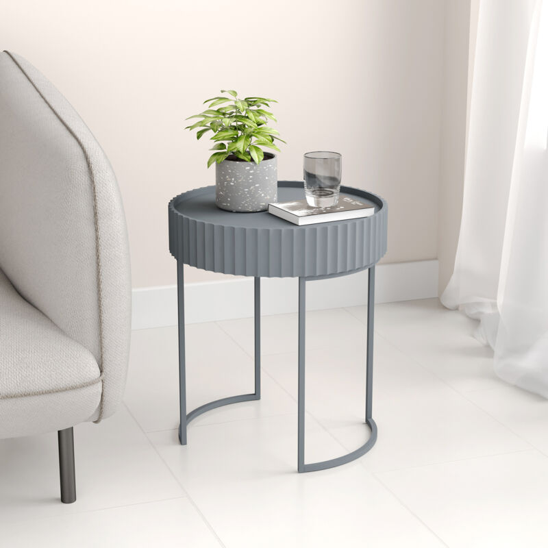 [en.casa] - Beistelltisch Rill 46xø40 Cm Grau