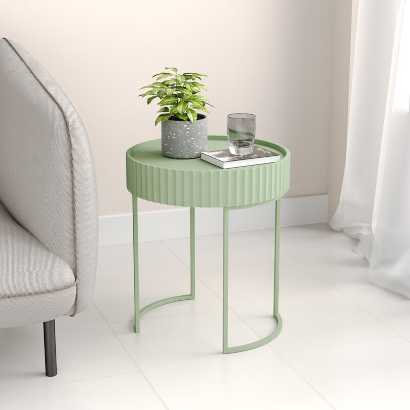 [en.casa] - Beistelltisch Rill 46xø40 Cm Mintgrün