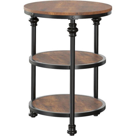 Beistelltisch Rund Kaffeetisch rund Sofatisch, 3 Ablagen, einfacher Aufbau, Ø46 cm