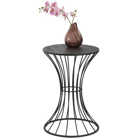 Beistelltisch Sablier Ø 38 cm Stundenglasform Schwarz en.casa