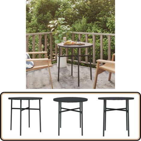 Beistelltisch Schwarz 45 cm Poly Rattan - Gartentisch - Rundes Bistroset - Outdoor Möbel - Terrassenmöbeln - Esszimmergarnitur