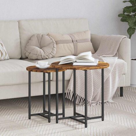 Beistelltisch-Set 2 pcs Geräucherte Eiche und Schwarz vidaXL
