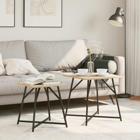 Beistelltisch-Set 2 pcs Sonoma-Eiche und Schwarz vidaXL