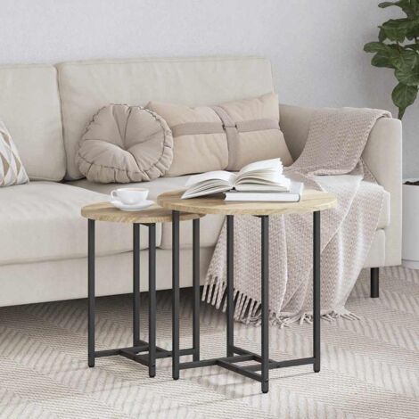 Beistelltisch-Set 2 pcs Sonoma-Eiche und Schwarz vidaXL
