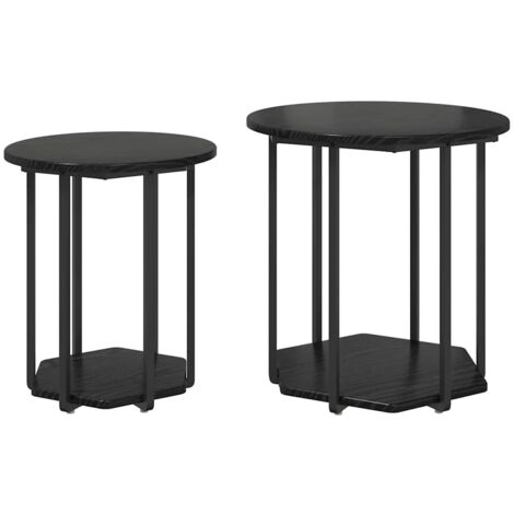 Beistelltisch-Set mit Regal 2 pcs Schwarz Eichen-Optik vidaXL