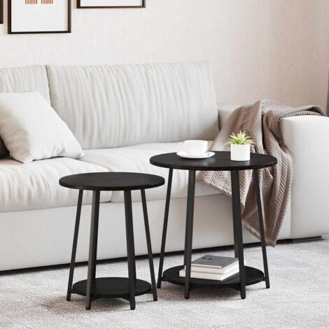 Beistelltisch-Set mit Regal 2 pcs Schwarz Eichen-Optik vidaXL