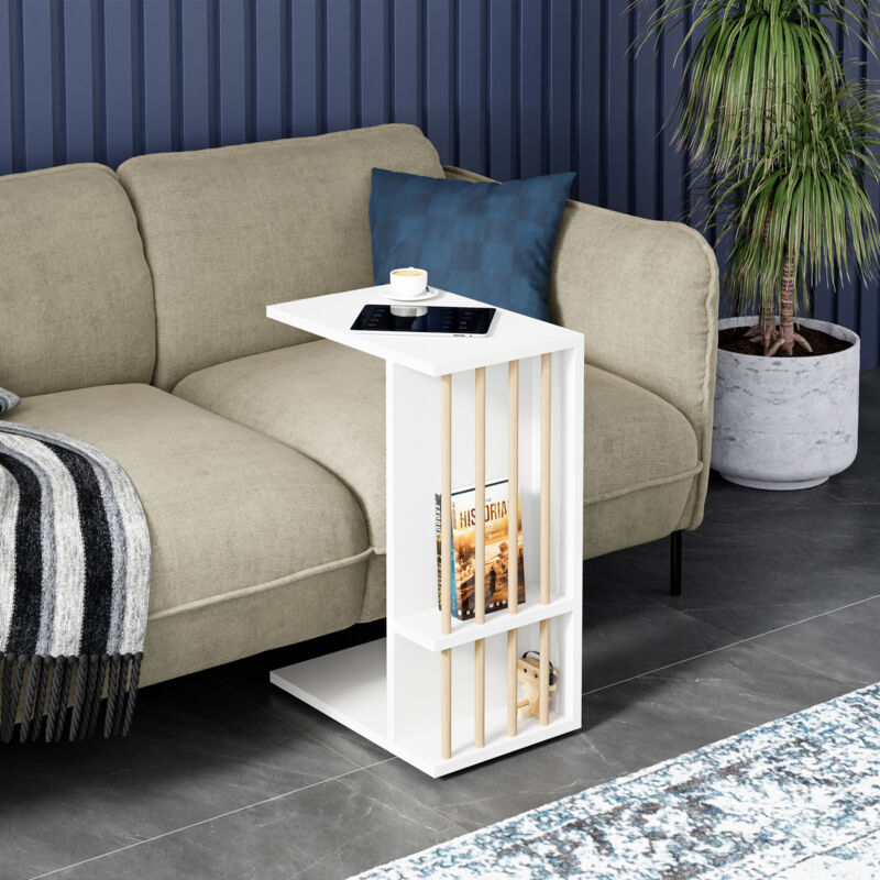 [en.casa] - Beistelltisch Siikainen 65x44x29 Cm Weiß