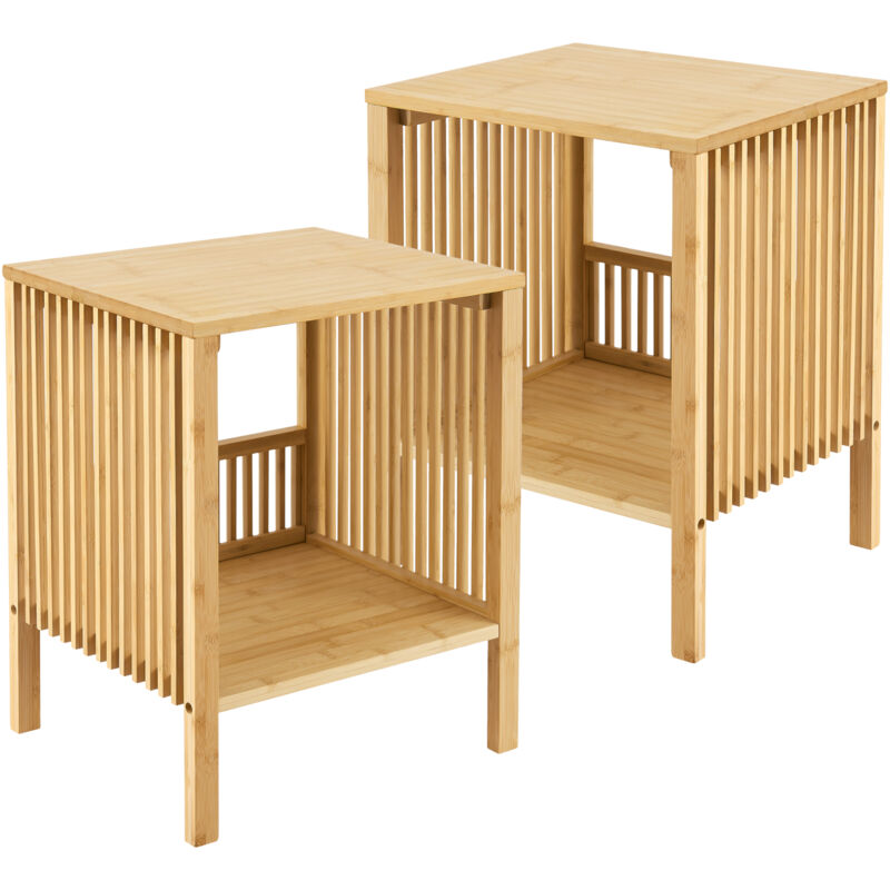 [en.casa] - Beistelltisch Varde 50x39x33 Cm 2er Set Bambus Natur