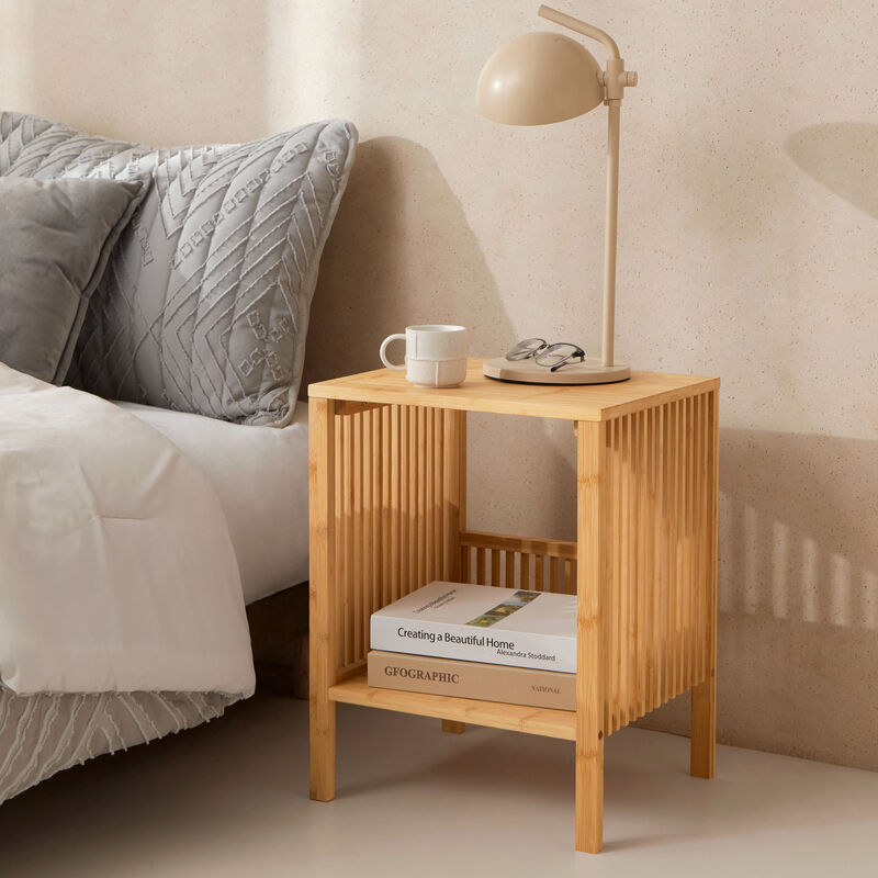 [en.casa] - Beistelltisch Varde 50x39x33 Cm Bambus Natur